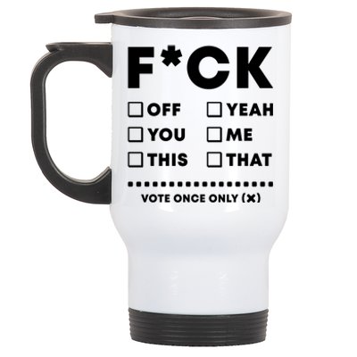 F Check Box Funny Sarcastic  Stainless Steel Travel Mug