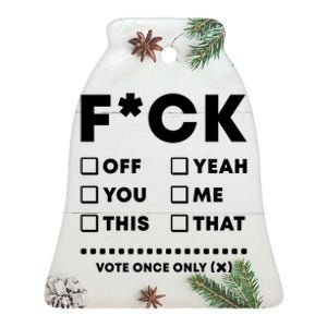 F Check Box Funny Sarcastic  Ceramic Bell Ornament