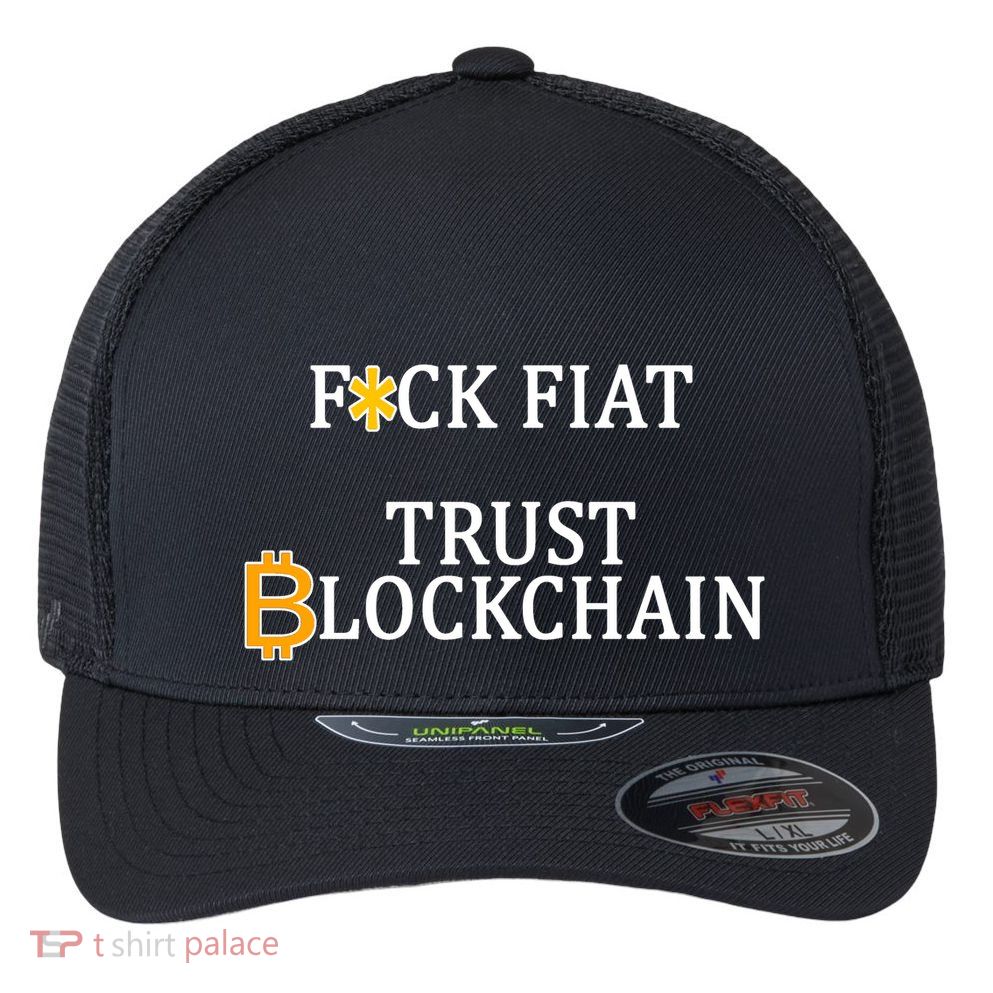 F CK Flat Trust Blockchain Flexfit Unipanel Trucker Cap