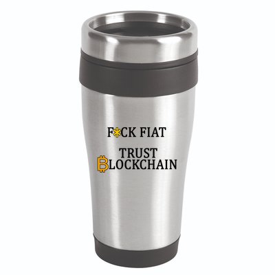 F CK Flat Trust Blockchain 16oz Travel Tumbler