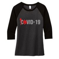 F COVID-19 Women's Tri-Blend 3/4-Sleeve Raglan Shirt