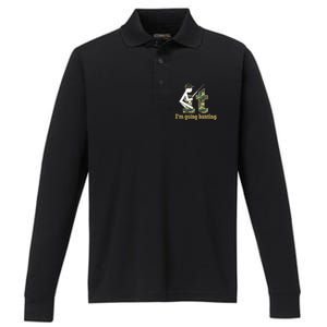 F It Im Going Hunting Performance Long Sleeve Polo