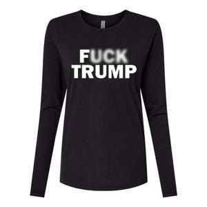 F Trump Blurry Logo Womens Cotton Relaxed Long Sleeve T-Shirt