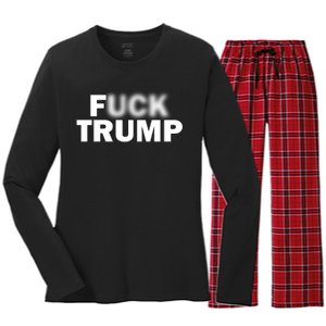 F Trump Blurry Logo Women's Long Sleeve Flannel Pajama Set 