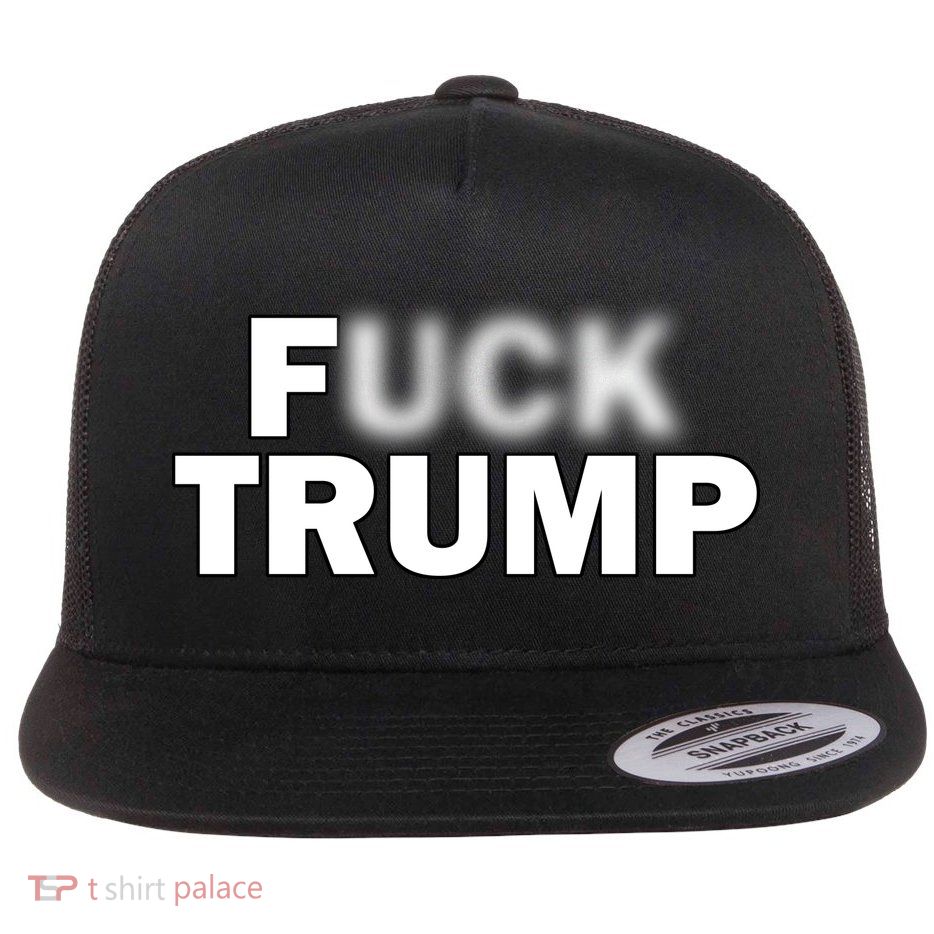F Trump Blurry Logo Flat Bill Trucker Hat