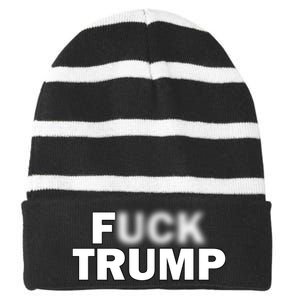 F Trump Blurry Logo Striped Beanie with Solid Band