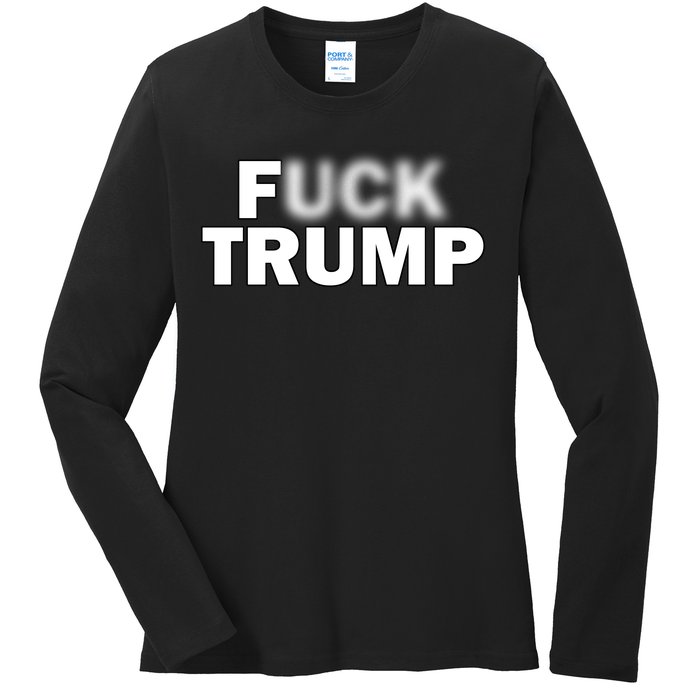 F Trump Blurry Logo Ladies Long Sleeve Shirt