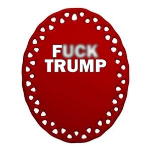 F Trump Blurry Logo Ceramic Oval Ornament