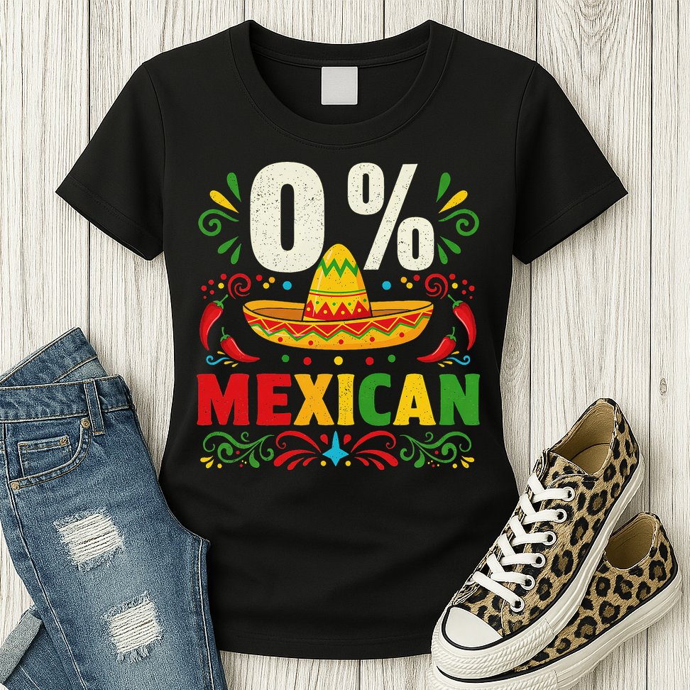 Funny 0 Percent Mexican Fiesta Mexico Party Cinco De Mayo Womens T-Shirt