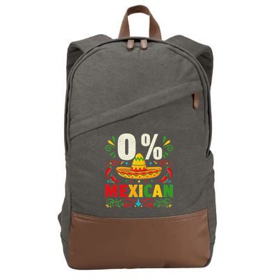 Funny 0 Percent Mexican Fiesta Mexico Party Cinco De Mayo Cotton Canvas Backpack