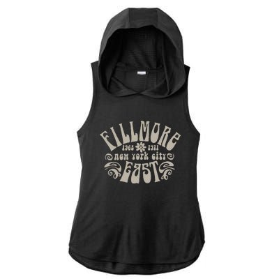 Fillmore 1968 1971 New York City East Embody Peace & Love Ladies PosiCharge Tri-Blend Wicking Draft Hoodie Tank