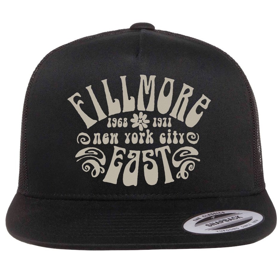 Fillmore 1968 1971 New York City East Embody Peace & Love Flat Bill Trucker Hat
