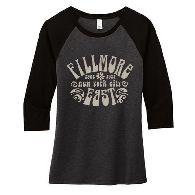 Fillmore 1968 1971 New York City East Embody Peace & Love Women's Tri-Blend 3/4-Sleeve Raglan Shirt