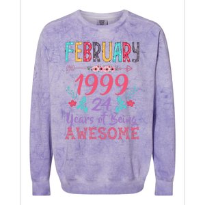 February 1999 24th Birthday Gift 24 Years Old Colorblast Crewneck Sweatshirt