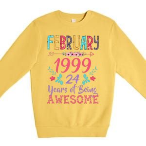 February 1999 24th Birthday Gift 24 Years Old Premium Crewneck Sweatshirt