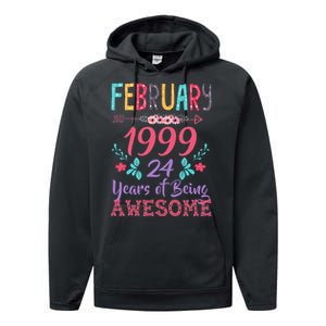 February 1999 24th Birthday Gift 24 Years Old Performance Fleece Hoodie