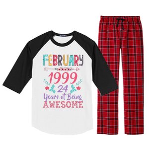 February 1999 24th Birthday Gift 24 Years Old Raglan Sleeve Pajama Set