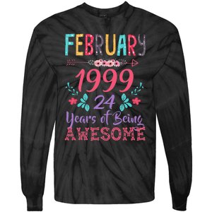 February 1999 24th Birthday Gift 24 Years Old Tie-Dye Long Sleeve Shirt