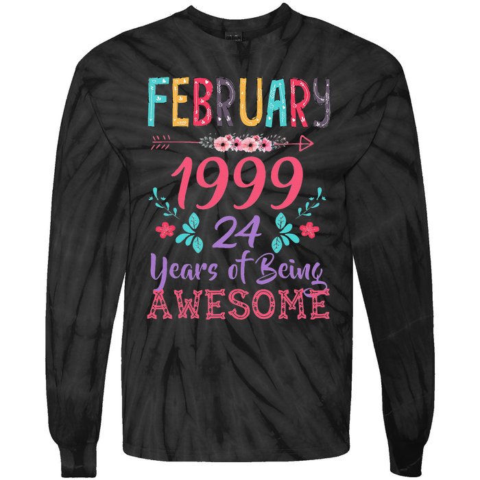 February 1999 24th Birthday Gift 24 Years Old Tie-Dye Long Sleeve Shirt