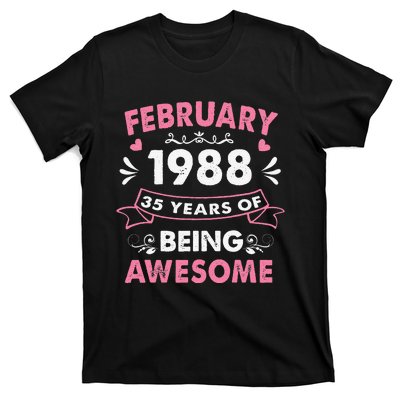 February 1988 35 Years Of Being Awesome 35th Birthday Gift T-Shirt