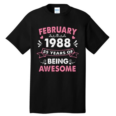 February 1988 35 Years Of Being Awesome 35th Birthday Gift Tall T-Shirt