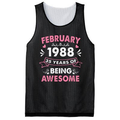 February 1988 35 Years Of Being Awesome 35th Birthday Gift Mesh Reversible Basketball Jersey Tank