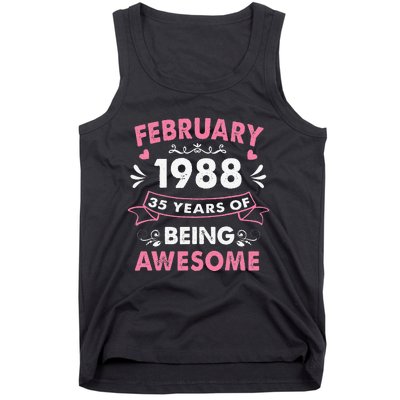 February 1988 35 Years Of Being Awesome 35th Birthday Gift Tank Top