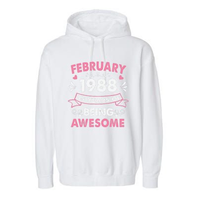 February 1988 35 Years Of Being Awesome 35th Birthday Gift Garment-Dyed Fleece Hoodie