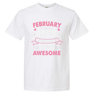 February 1988 35 Years Of Being Awesome 35th Birthday Gift Garment-Dyed Heavyweight T-Shirt