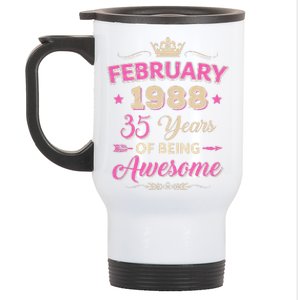 February 1988 35 Years Of Being Awesome Retro 35Th Birthday Stainless Steel Travel Mug