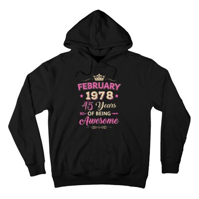 February 1978 45 Years Of Being Awesome Retro 45Th Birthday Hoodie