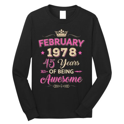 February 1978 45 Years Of Being Awesome Retro 45Th Birthday Long Sleeve Shirt