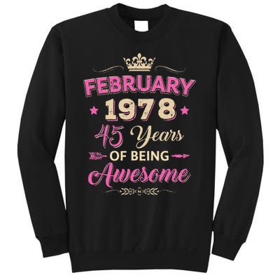 February 1978 45 Years Of Being Awesome Retro 45Th Birthday Sweatshirt