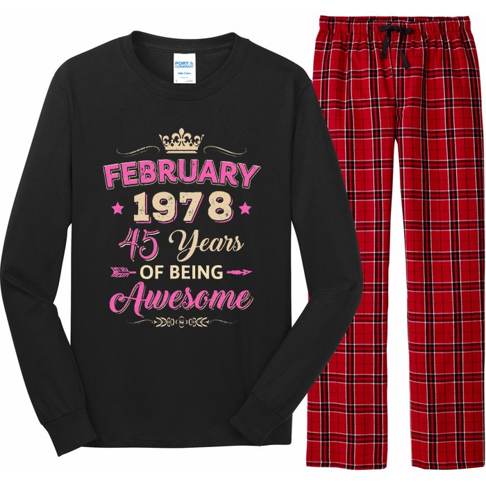 February 1978 45 Years Of Being Awesome Retro 45Th Birthday Long Sleeve Pajama Set