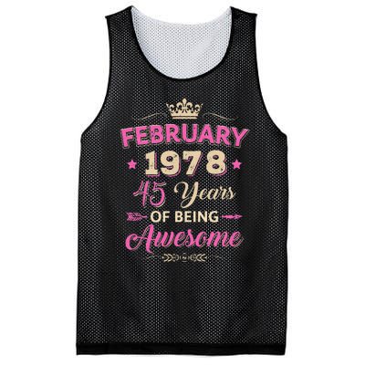 February 1978 45 Years Of Being Awesome Retro 45Th Birthday Mesh Reversible Basketball Jersey Tank