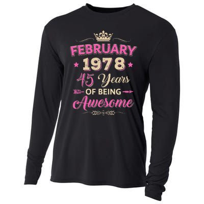 February 1978 45 Years Of Being Awesome Retro 45Th Birthday Cooling Performance Long Sleeve Crew