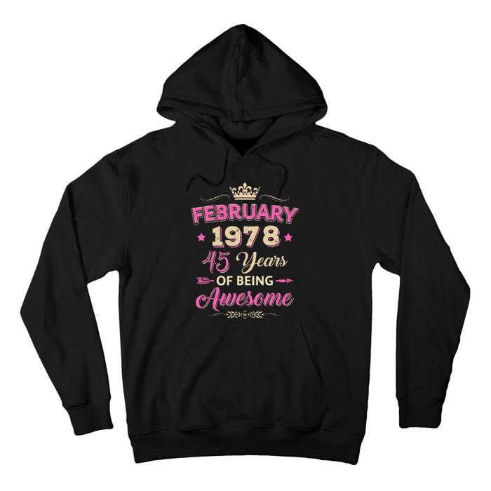 February 1978 45 Years Of Being Awesome Retro 45Th Birthday Tall Hoodie