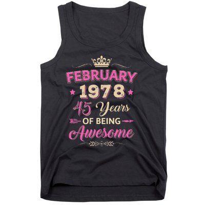 February 1978 45 Years Of Being Awesome Retro 45Th Birthday Tank Top