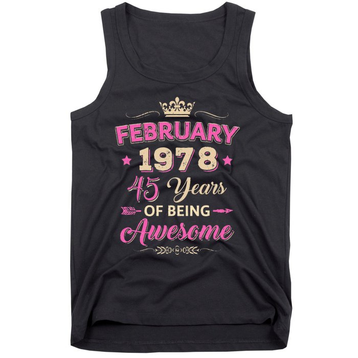 February 1978 45 Years Of Being Awesome Retro 45Th Birthday Tank Top