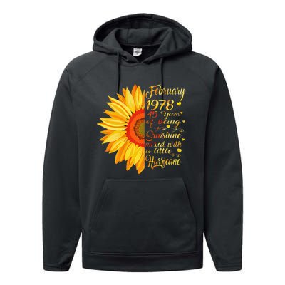 February 1978 45th Birthday Gift 45 Years Old Performance Fleece Hoodie