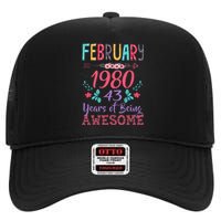 February 1980 43rd Birthday Gift 43 Years Old High Crown Mesh Back Trucker Hat