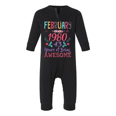 February 1980 43rd Birthday Gift 43 Years Old Infant Fleece One Piece