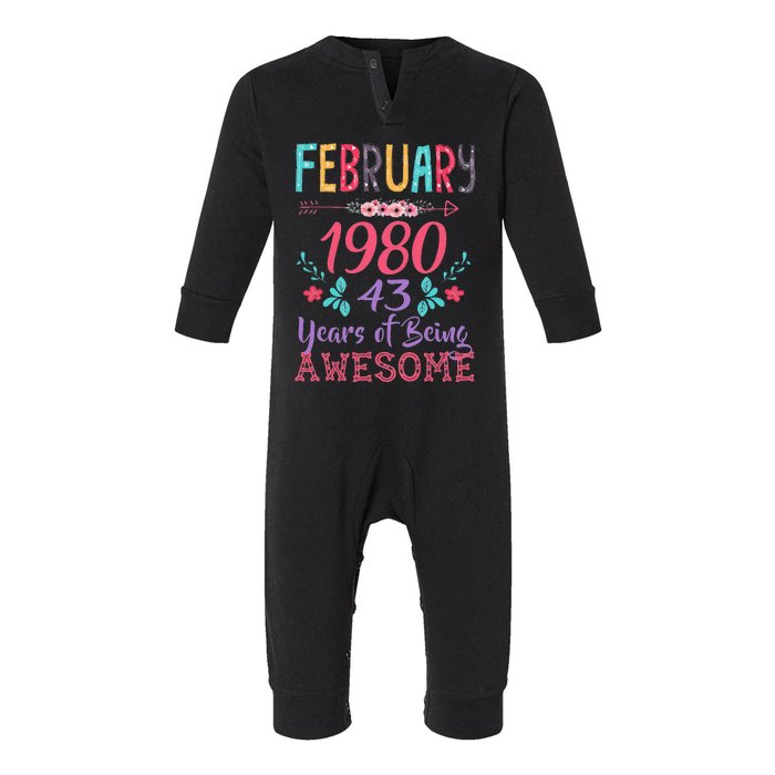 February 1980 43rd Birthday Gift 43 Years Old Infant Fleece One Piece