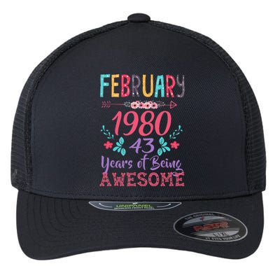 February 1980 43rd Birthday Gift 43 Years Old Flexfit Unipanel Trucker Cap