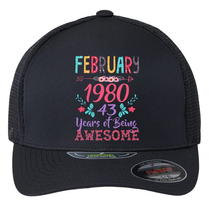 February 1980 43rd Birthday Gift 43 Years Old Flexfit Unipanel Trucker Cap