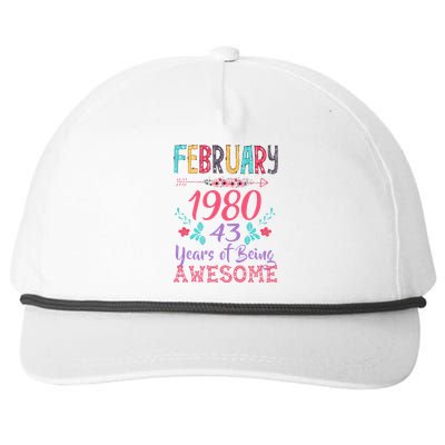 February 1980 43rd Birthday Gift 43 Years Old Snapback Five-Panel Rope Hat