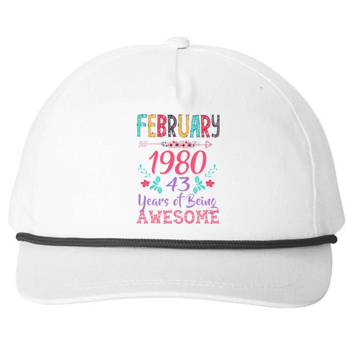 February 1980 43rd Birthday Gift 43 Years Old Snapback Five-Panel Rope Hat