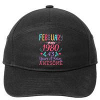 February 1980 43rd Birthday Gift 43 Years Old 7-Panel Snapback Hat