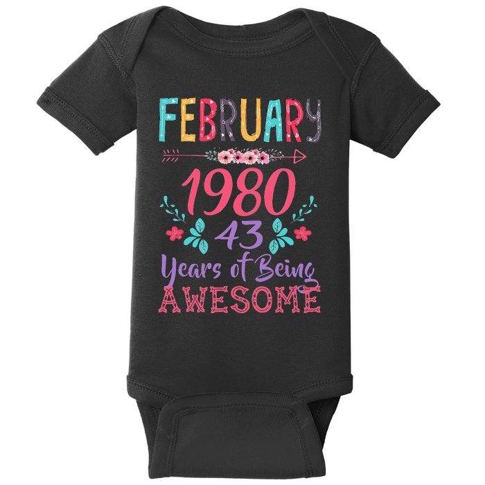 February 1980 43rd Birthday Gift 43 Years Old Baby Bodysuit