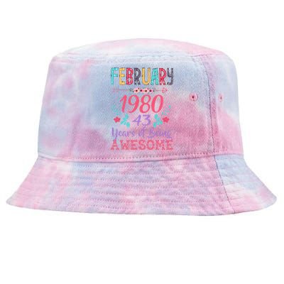 February 1980 43rd Birthday Gift 43 Years Old Tie-Dyed Bucket Hat